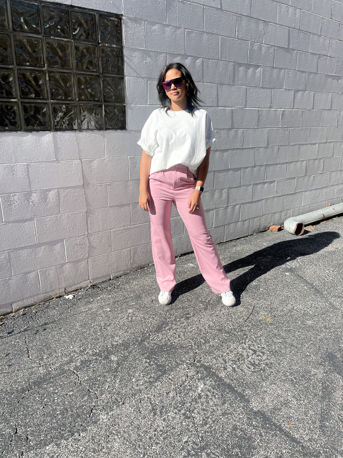 White Boxy Loose Fit Crewneck Tee