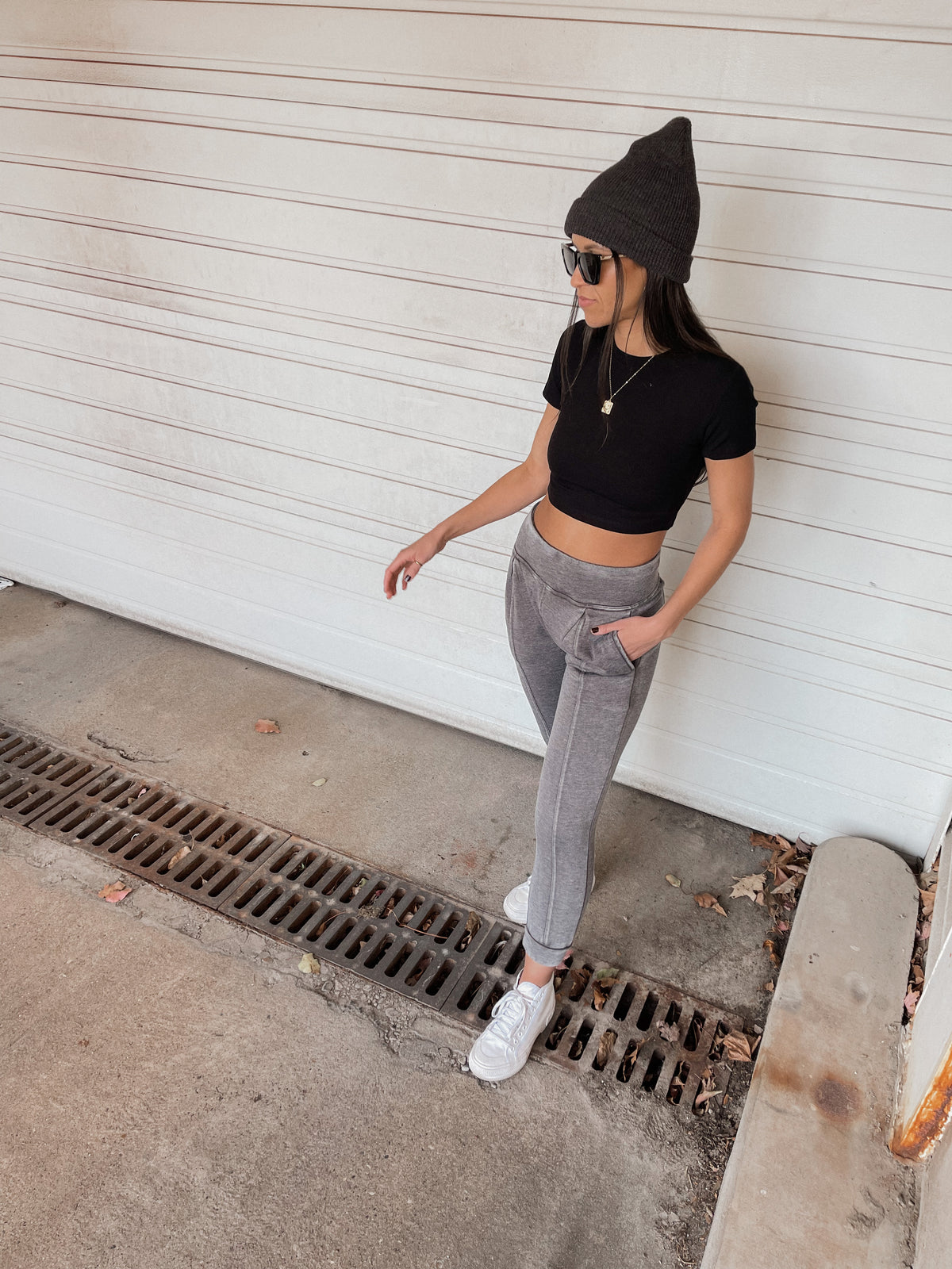 Black Micro-Ribbed Crop Top