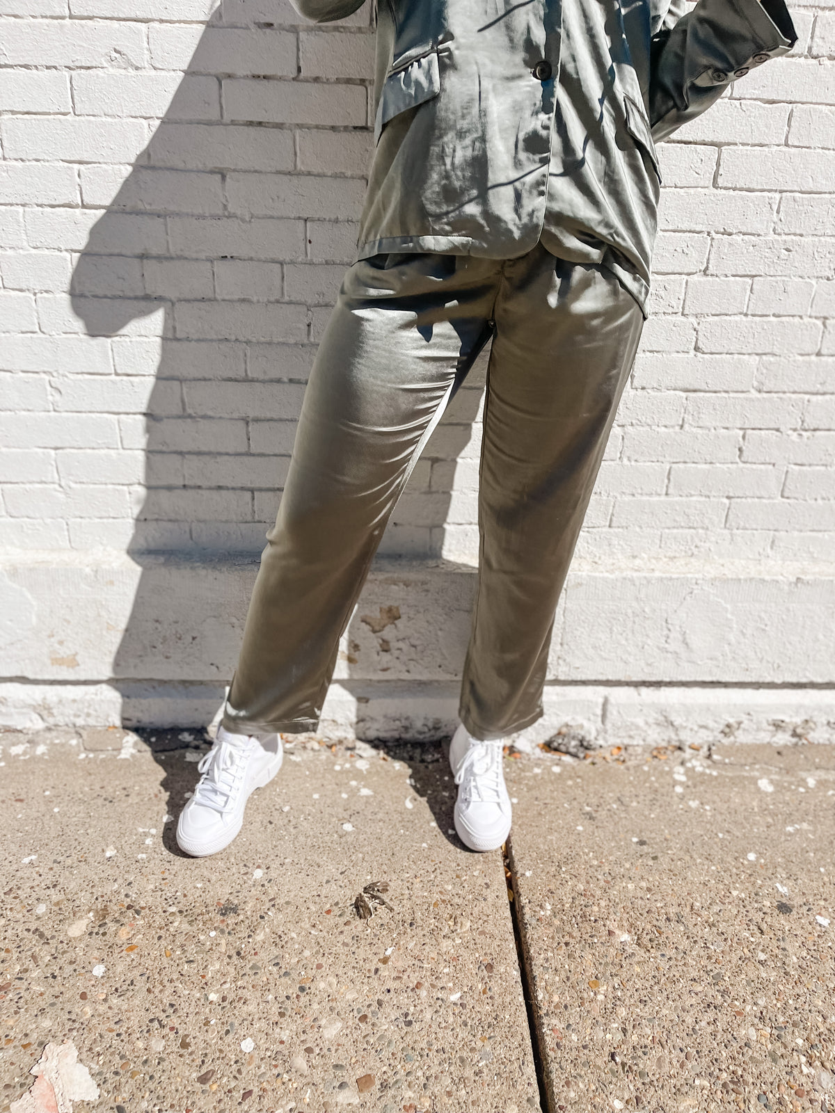 Silver Pine Heavy Satin Trouser