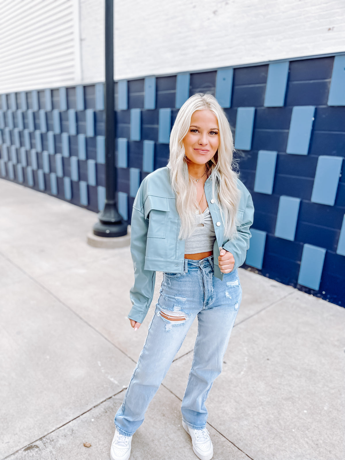 Grey Ruched Front Crop Top