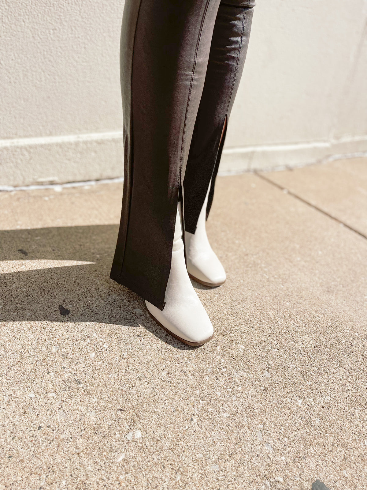 Vegan Leather Split Hem Flare Pants