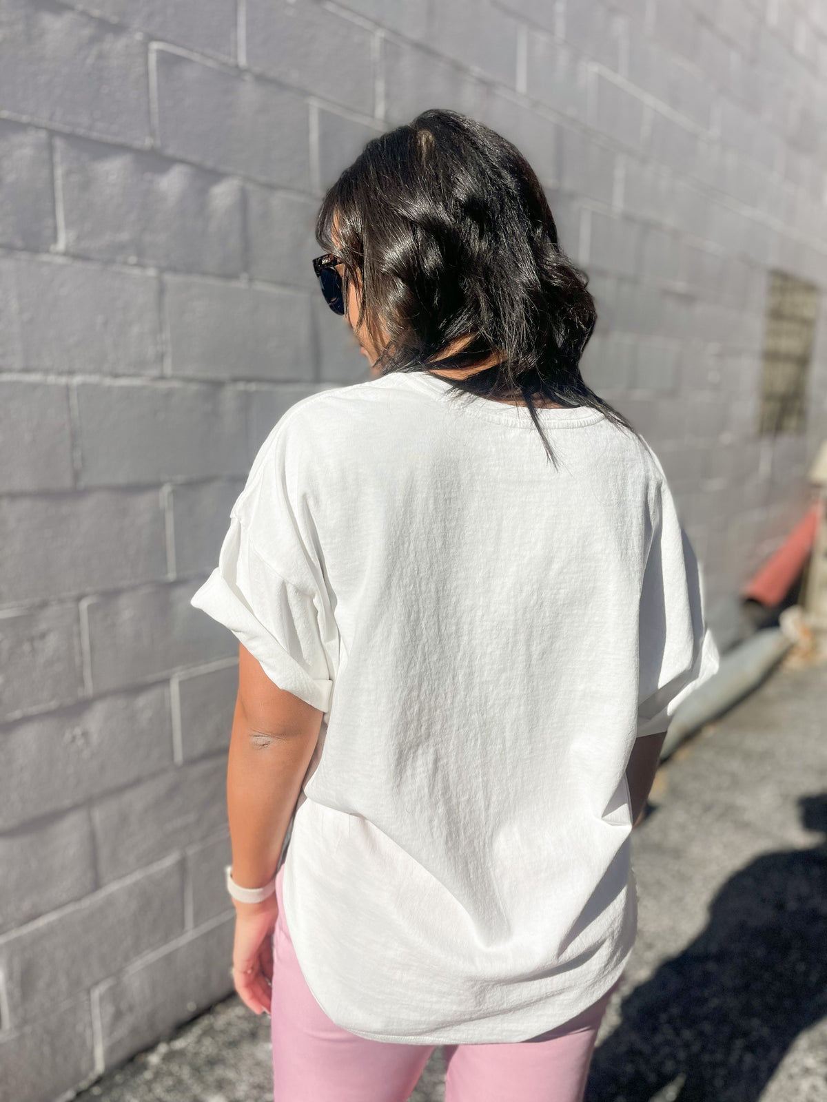 White Boxy Loose Fit Crewneck Tee